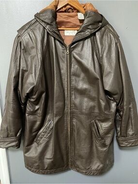Spiegel Large Chocolate Brown Leather Jacket with Hood
